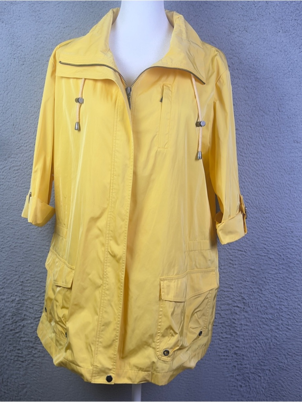 Lafayette 148 NY Jacket Womens Large Yellow Full Zip Lightweight Pockets Outdoor